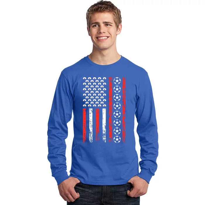 American Sports Flag National Nurses Day Soccer Football Gift Tall Long Sleeve T-Shirt