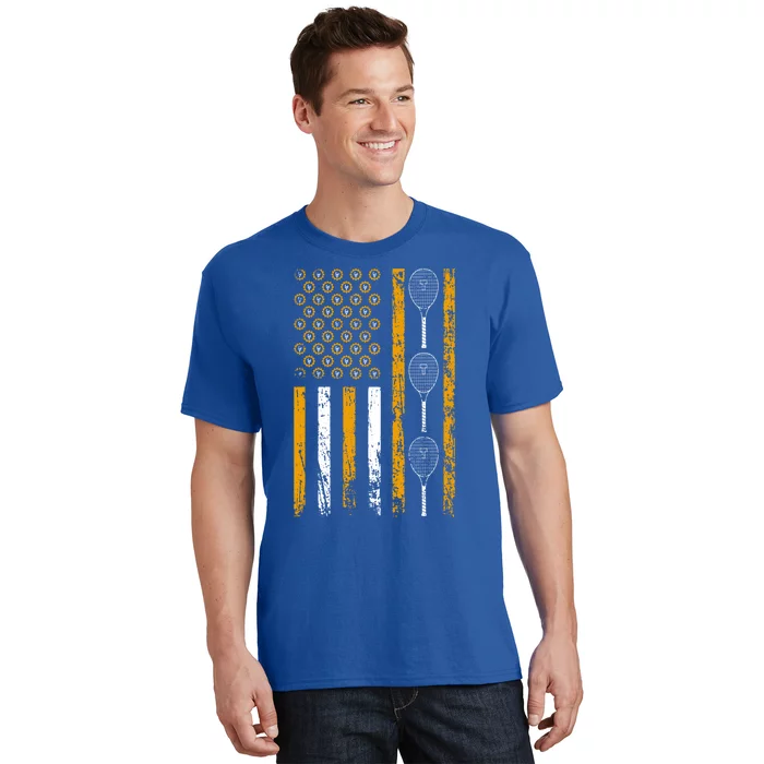 American Sports Flag Wrench Decor Tennis Labor Day Gift T-Shirt