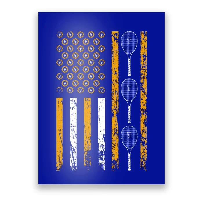 American Sports Flag Wrench Decor Tennis Labor Day Gift Poster