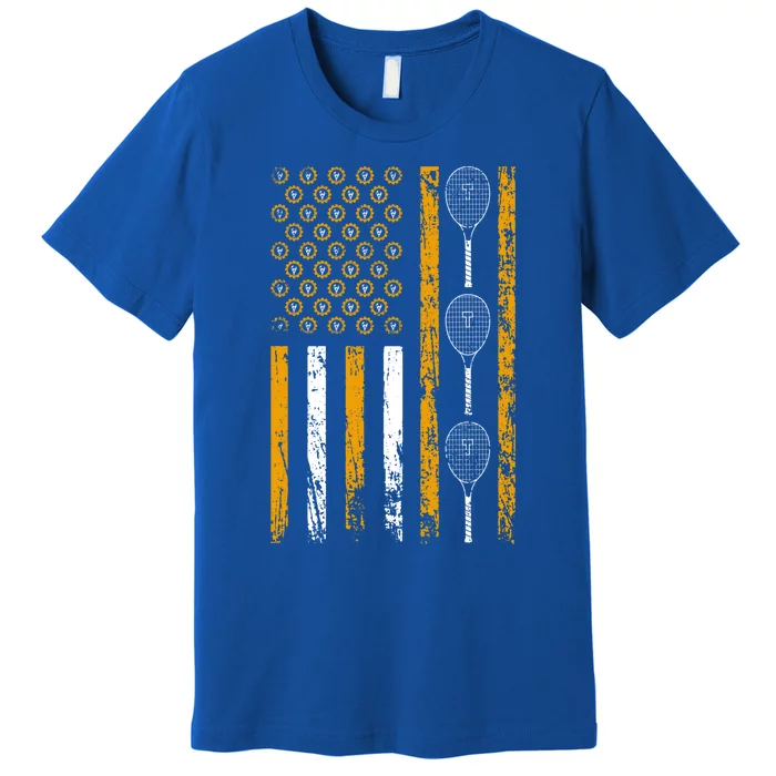 American Sports Flag Wrench Decor Tennis Labor Day Gift Premium T-Shirt