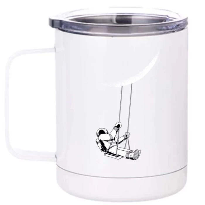 Astronaut Swinging From The Moon Fun Space Meme Gift Front & Back 12oz Stainless Steel Tumbler Cup