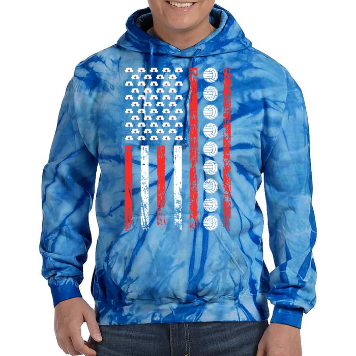 American Sports Flag National Nurses Day Volleyball Gift Tie Dye Hoodie