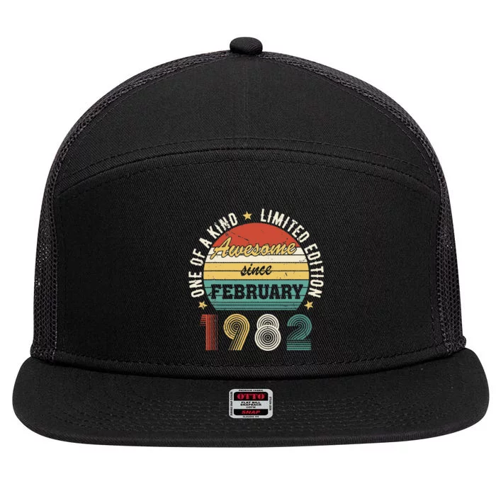 Awesome Since February 1982 – Happy Birthday 7 Panel Mesh Trucker Snapback Hat