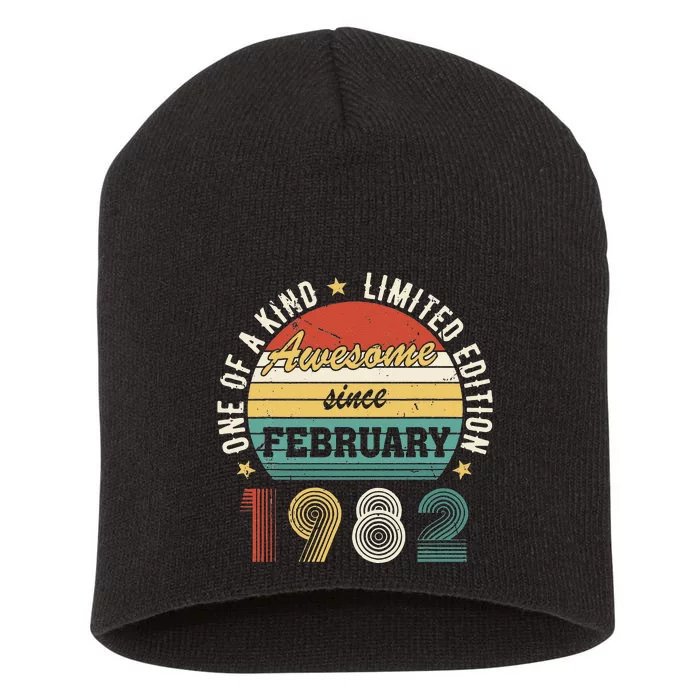 Awesome Since February 1982 – Happy Birthday Short Acrylic Beanie