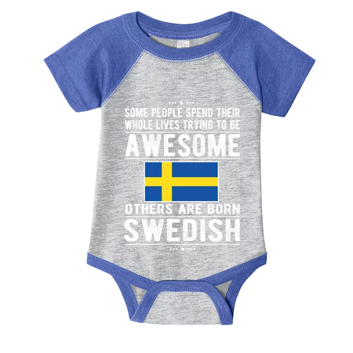 Awesome Swedish Flag Sweden Swedish Roots Gift Infant Baby Jersey Bodysuit