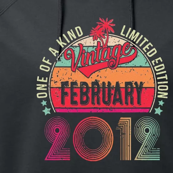 Awesome Since February 2012 11 Years Old 11th Birthday Gifts Performance Fleece Hoodie