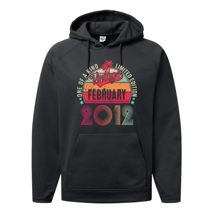 Awesome Since February 2012 11 Years Old 11th Birthday Gifts Performance Fleece Hoodie