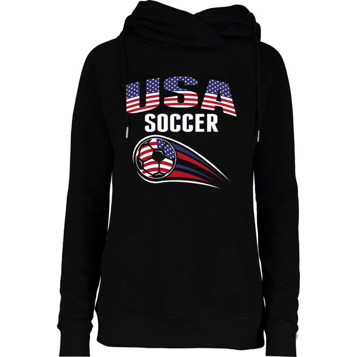 America Soccer Fans Jersey United States Football Lovers Womens Funnel Neck Pullover Hood