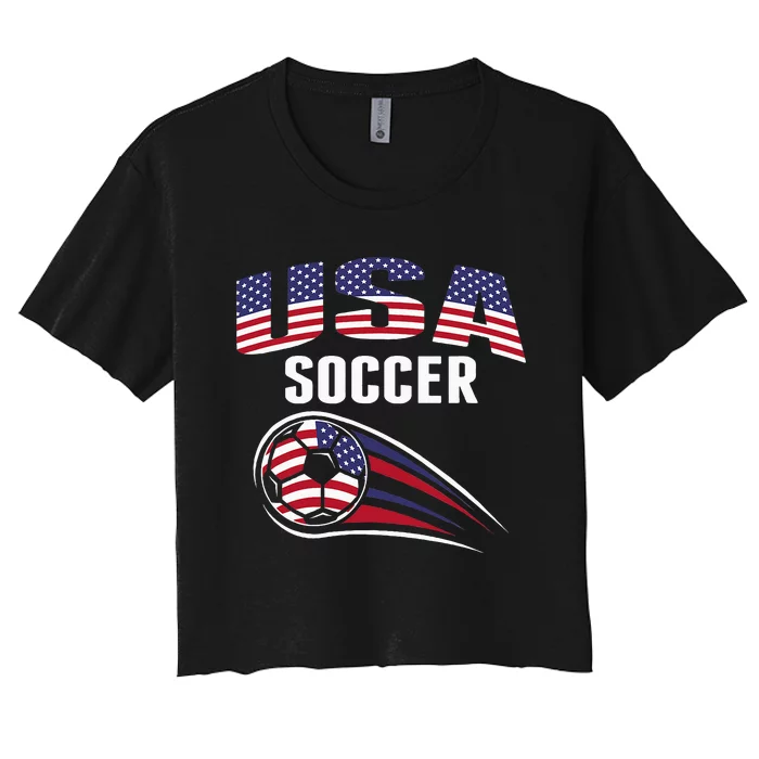 America Soccer Fans Jersey United States Football Lovers Women's Crop Top Tee