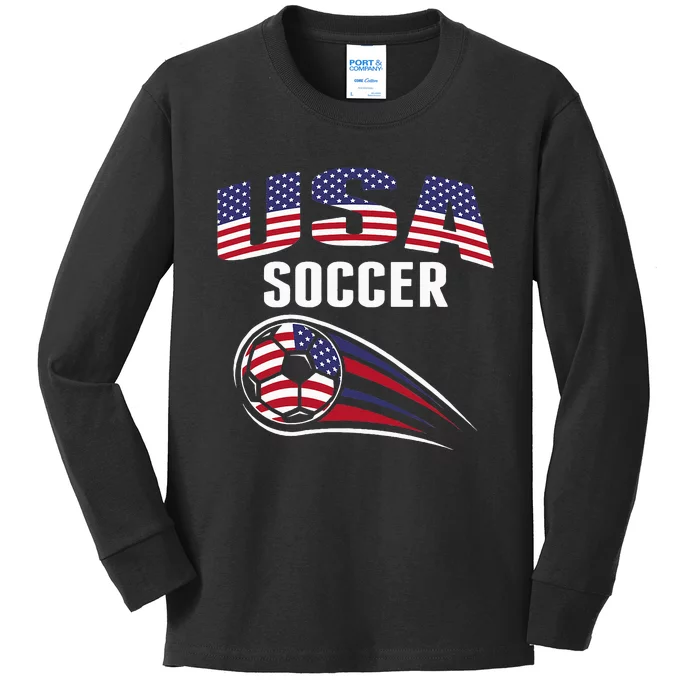 America Soccer Fans Jersey United States Football Lovers Kids Long Sleeve Shirt