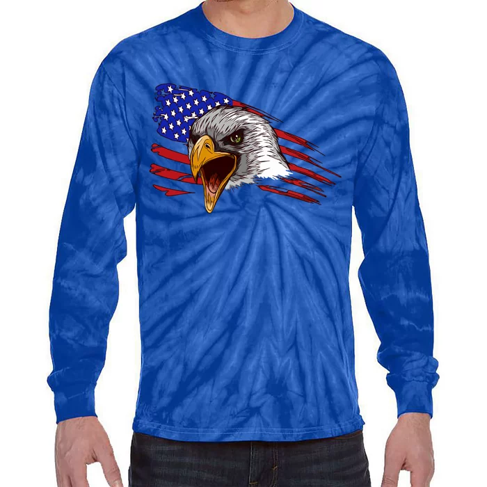 American Symbol Flag Day Gift Patriotic Eagle Gift Tie-Dye Long Sleeve Shirt