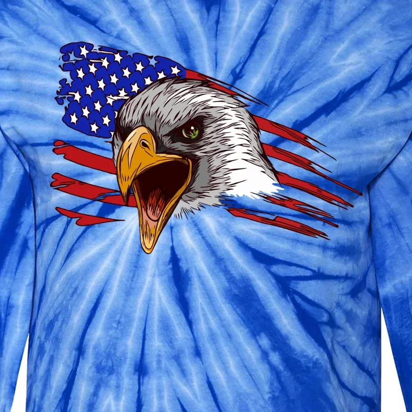 American Symbol Flag Day Gift Patriotic Eagle Gift Tie-Dye Long Sleeve Shirt