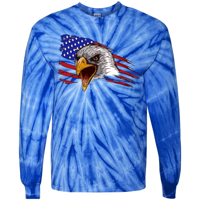 American Symbol Flag Day Gift Patriotic Eagle Gift Tie-Dye Long Sleeve Shirt