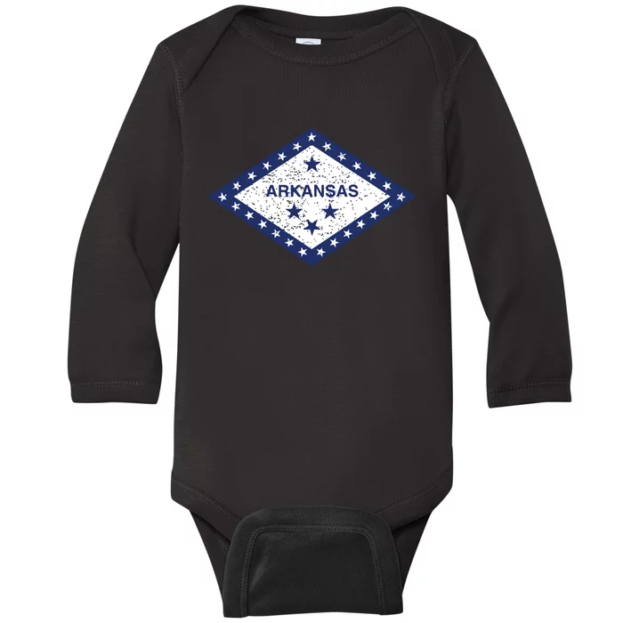 Arkansas State Flag Vintage Distressed Design T Baby Long Sleeve Bodysuit