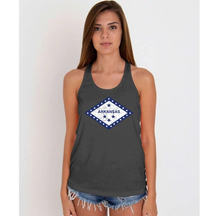 Arkansas State Flag Vintage Distressed Design T Women's Knotted Racerback Tank