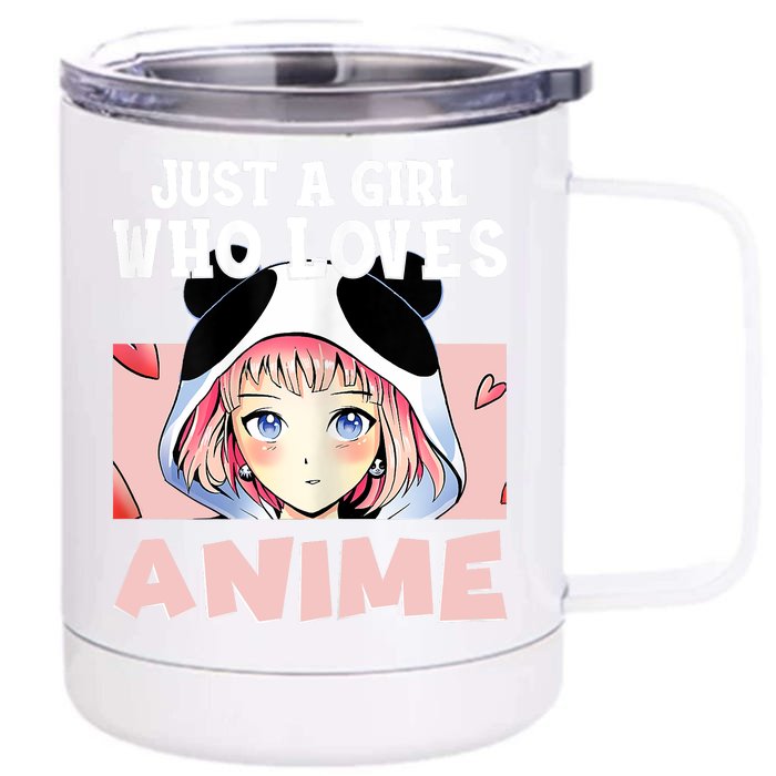 Anime Shirts For Girls , Just A Girl Who Loves Anime Front & Back 12oz Stainless Steel Tumbler Cup