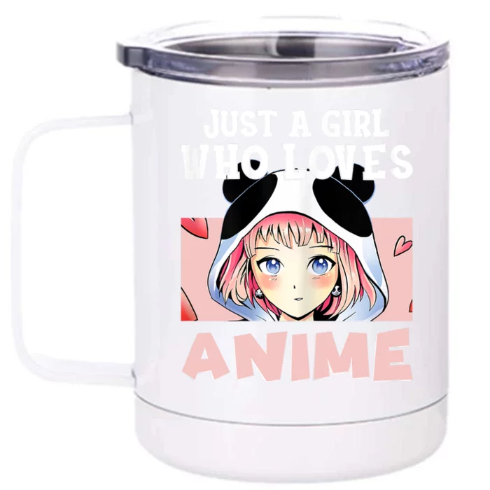 Anime Shirts For Girls , Just A Girl Who Loves Anime Front & Back 12oz Stainless Steel Tumbler Cup