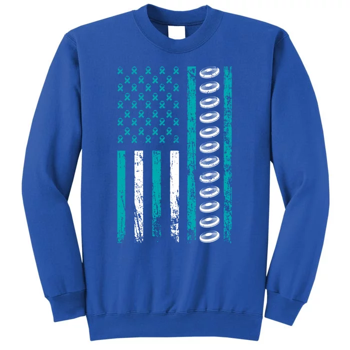 American Sports Flag Stress Awareness Month Frisbee Gift Tall Sweatshirt