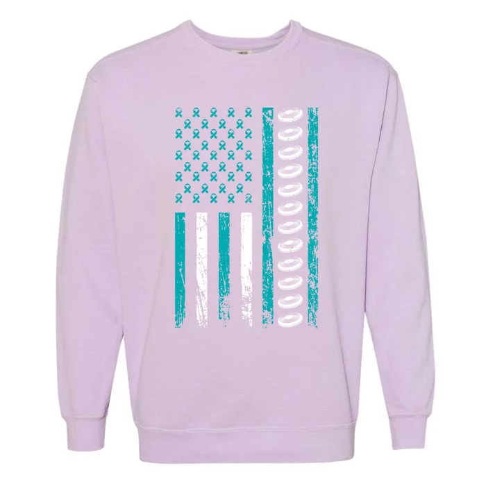 American Sports Flag Stress Awareness Month Frisbee Gift Garment-Dyed Sweatshirt