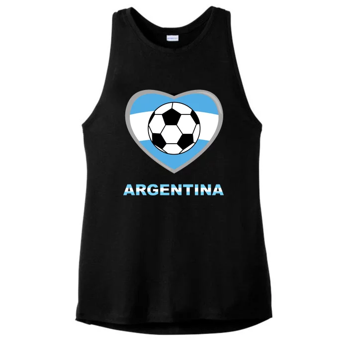 Argentina Soccer Football Argentinian Flag Ladies Tri-Blend Wicking Tank