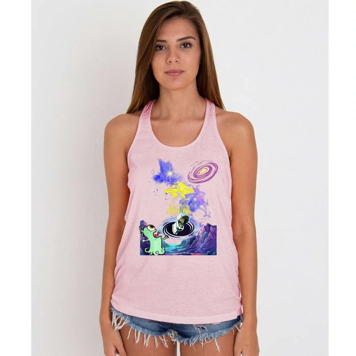 Alien Space Fluff Women's Knotted Racerback Tank