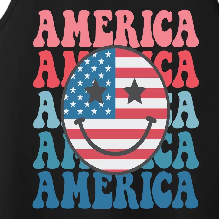 America Smiley Face Performance Tank