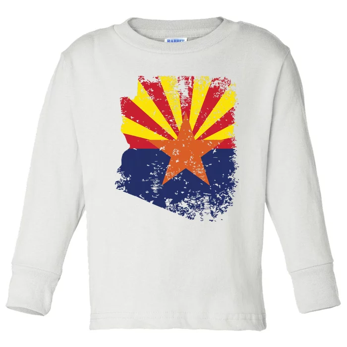 Arizona State Flag Faded Flag Of Arizona Toddler Long Sleeve Shirt