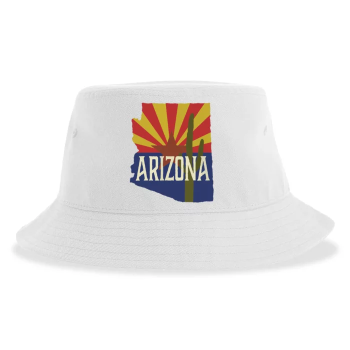 Arizona State Flag Saguaro Sustainable Bucket Hat