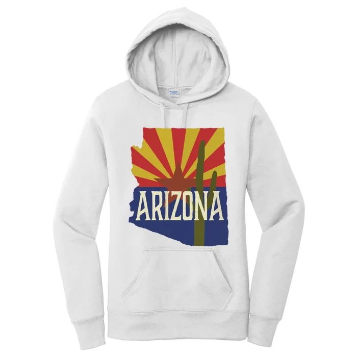 Arizona State Flag Saguaro Women's Pullover Hoodie