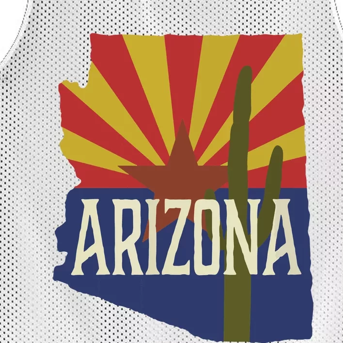 Arizona State Flag Saguaro Mesh Reversible Basketball Jersey Tank