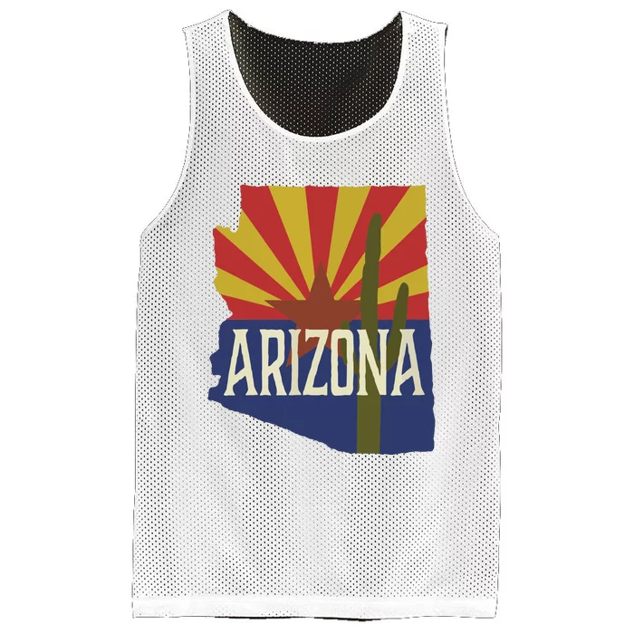 Arizona State Flag Saguaro Mesh Reversible Basketball Jersey Tank