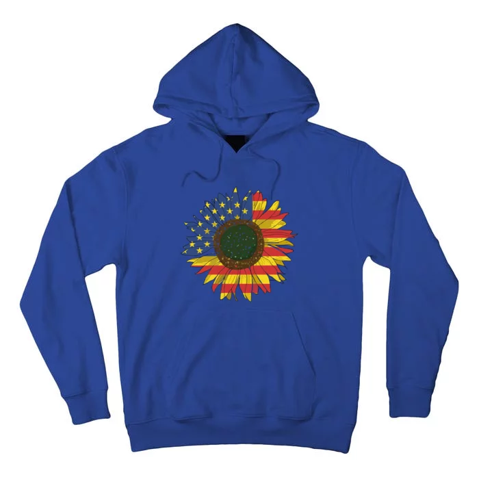 America Sunflower Flag 4th July American Patriotic Flower Cool Gift Tall Hoodie