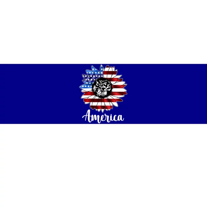 America Sunflower Flag 4th July Bumper Sticker