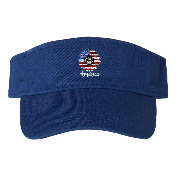 America Sunflower Flag 4th July Valucap Bio-Washed Visor