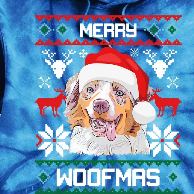 Australian Shepherd Gift For Merry Christmas Woofmas Clothes Cool Gift Tie Dye Hoodie