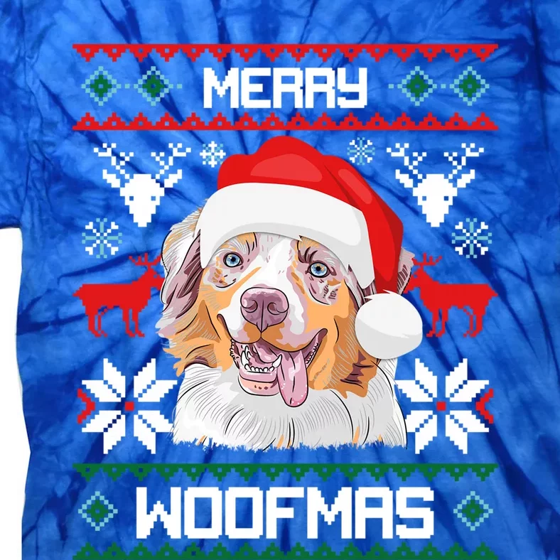 Australian Shepherd Gift For Merry Christmas Woofmas Clothes Cool Gift Tie-Dye T-Shirt