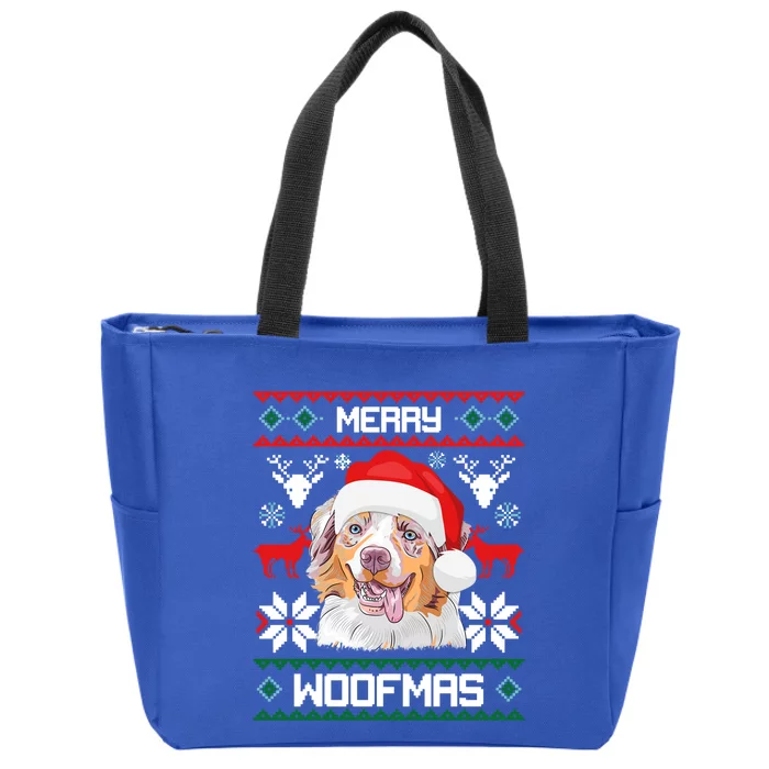 Australian Shepherd Gift For Merry Christmas Woofmas Clothes Cool Gift Zip Tote Bag