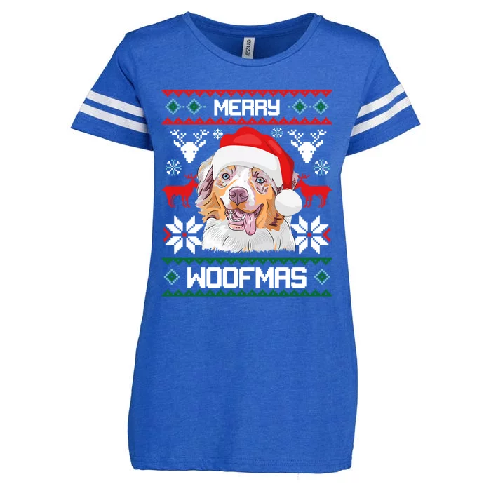 Australian Shepherd Gift For Merry Christmas Woofmas Clothes Cool Gift Enza Ladies Jersey Football T-Shirt