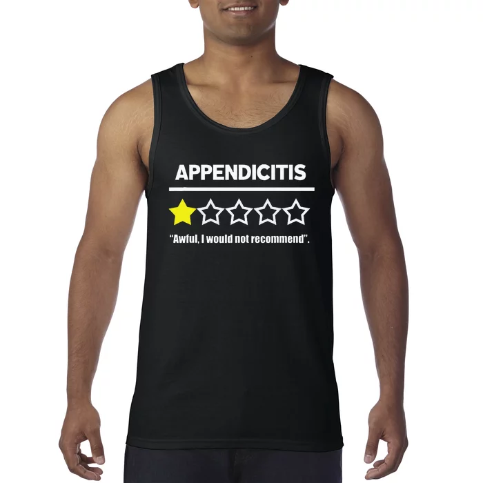 Appendix Surgery Get Well Appendicitis Not Recommended Tank Top