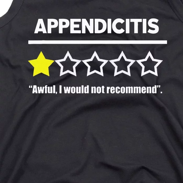 Appendix Surgery Get Well Appendicitis Not Recommended Tank Top