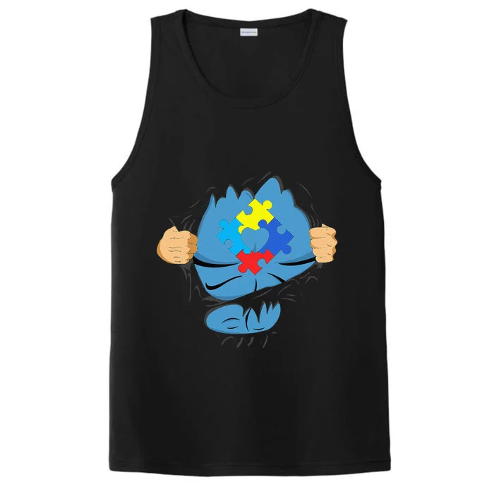 Autism Superhero Gift For Dad Autism Awareness Gift Performance Tank