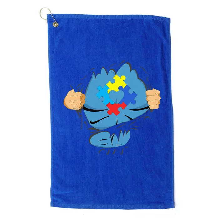 Autism Superhero Gift For Dad Autism Awareness Gift Platinum Collection Golf Towel