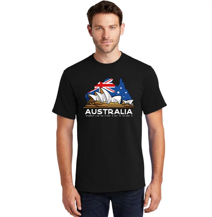 Australia Sydney Gps Coordinates Opera House Tall T-Shirt