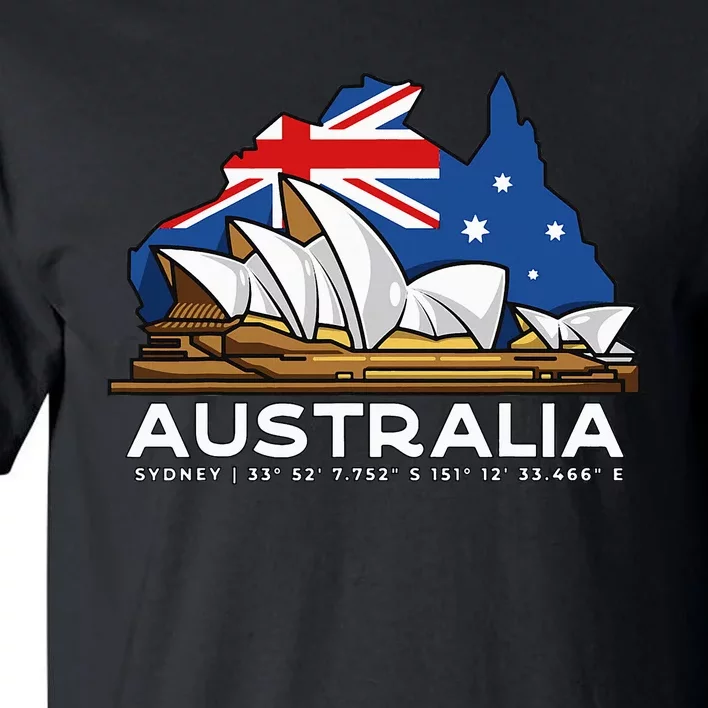 Australia Sydney Gps Coordinates Opera House Tall T-Shirt