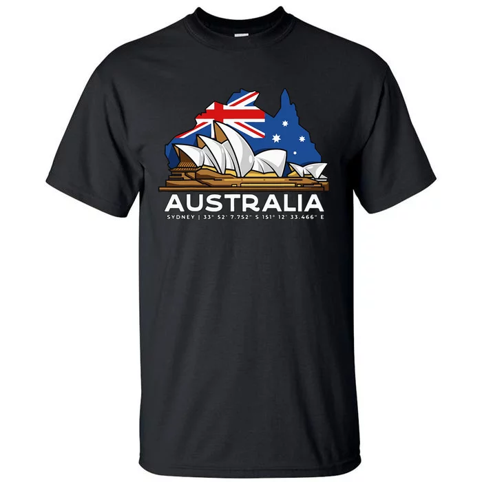 Australia Sydney Gps Coordinates Opera House Tall T-Shirt