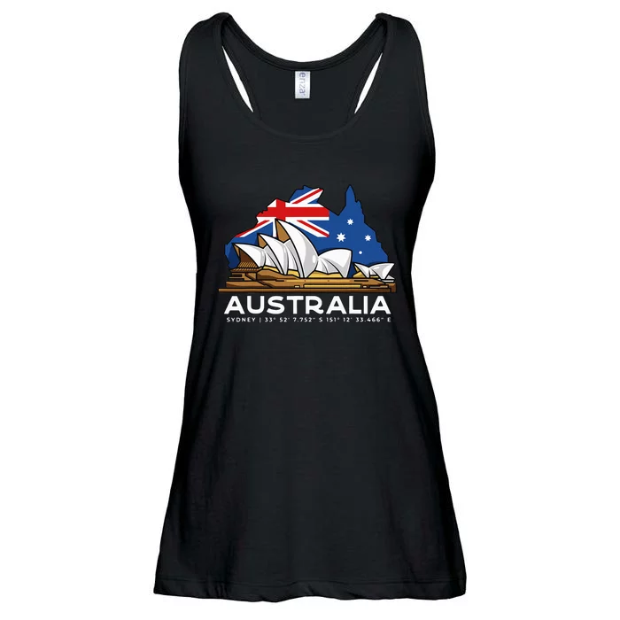 Australia Sydney Gps Coordinates Opera House Ladies Essential Flowy Tank