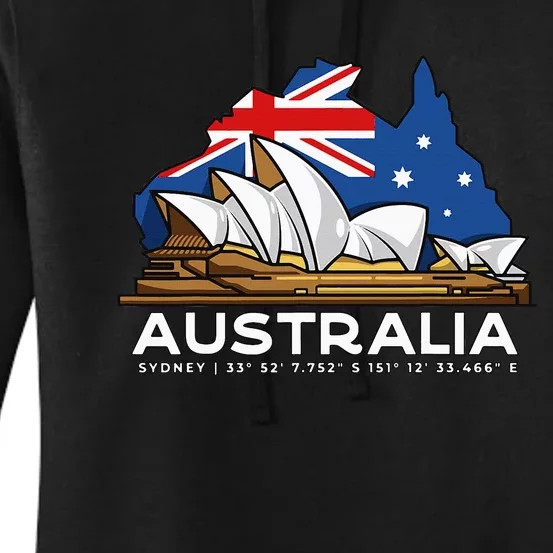 Australia Sydney Gps Coordinates Opera House Women's Pullover Hoodie