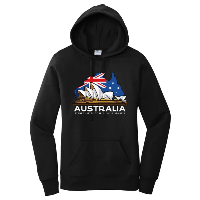 Australia Sydney Gps Coordinates Opera House Women's Pullover Hoodie