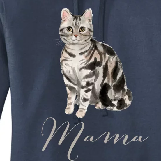 American Shorthair Gray Tabby Cat Mama Gift Cat Mom Present Gift Women's Pullover Hoodie