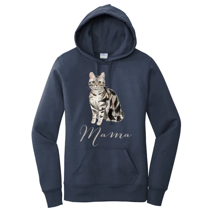 American Shorthair Gray Tabby Cat Mama Gift Cat Mom Present Gift Women's Pullover Hoodie